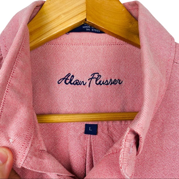 Alan Flusser Pink Cotton Button Down Pocket Long Sleeve Casual Dress Shirt - Picture 7 of 11